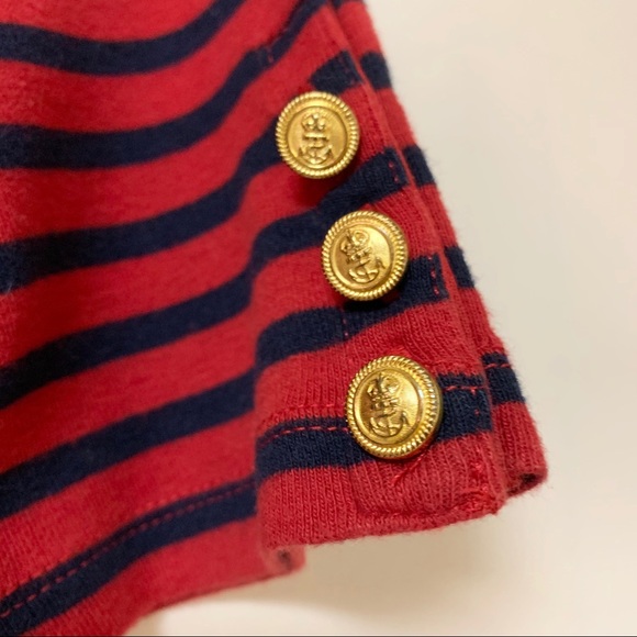 Ralph Lauren 3/4 Sleeve Top Striped Sailor Buttons - Picture 3 of 5